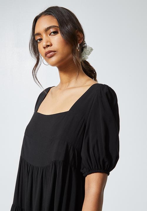 Superbalist - Square neck tiered dress - black