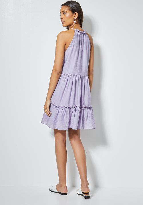 Superbalist - Textured fabric halter neck dress - purple