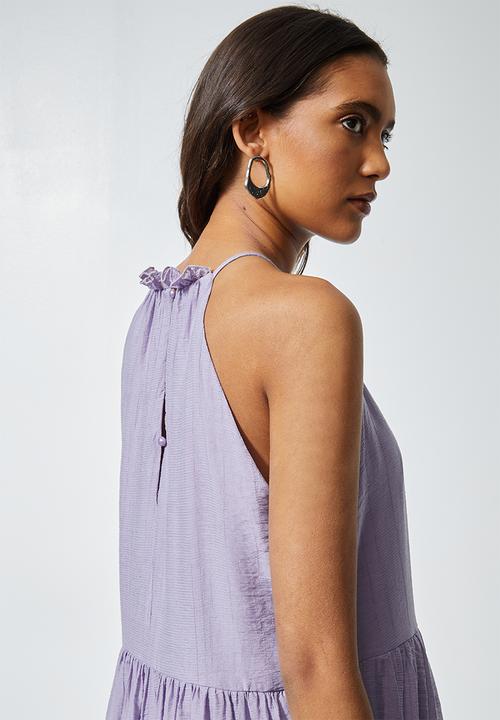 Superbalist - Textured fabric halter neck dress - purple