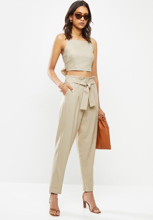 VELVET - Paperbag crop pant - beige