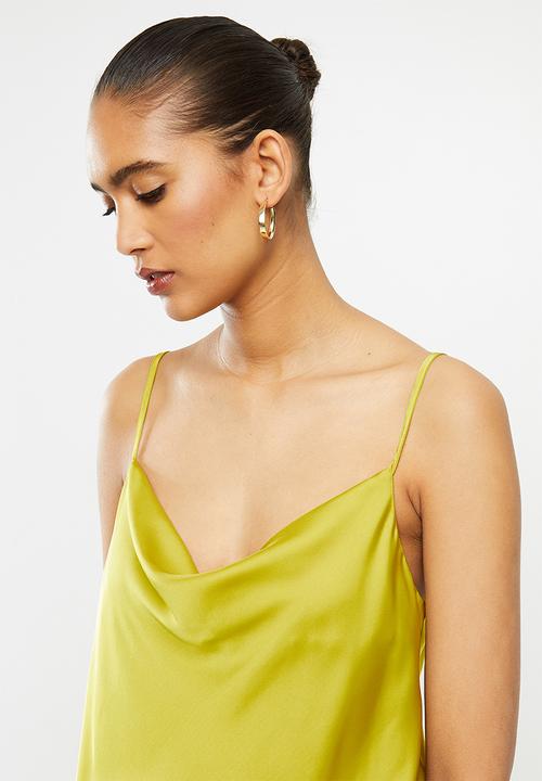 VELVET - Satin cowl neck cami - chartreuse