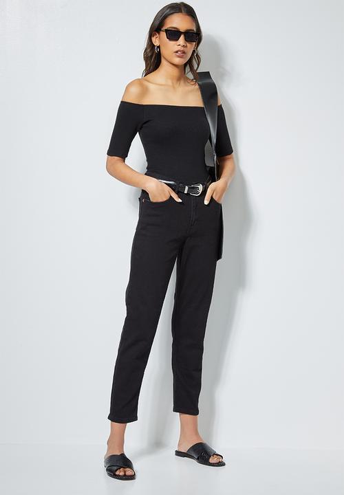 Superbalist - Fitted rib bardot top - black