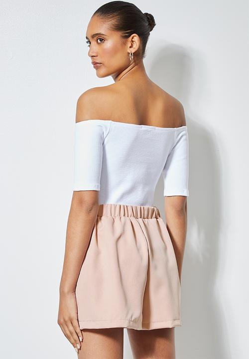 Superbalist - Fitted rib bardot top - white