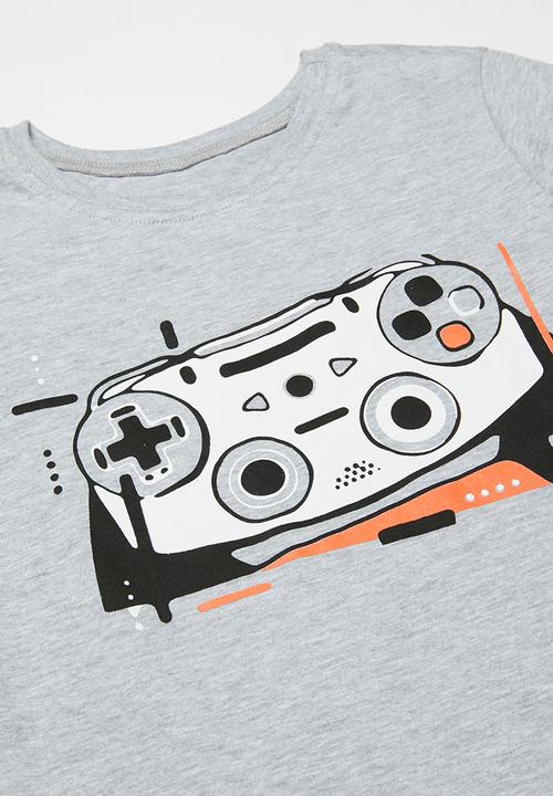 Pop Candy - Printed tee & fleece shorts set - grey & black 