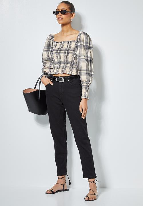 Superbalist - Puff sleeve shirred blouse - neutral & black
