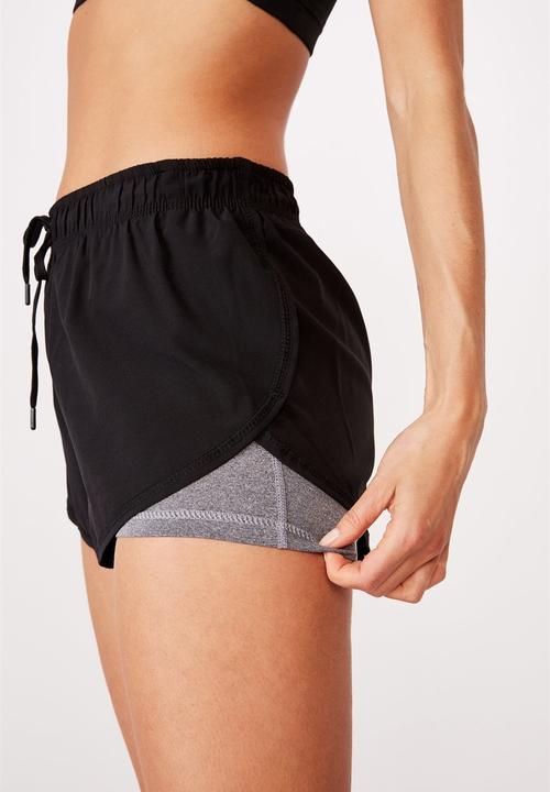 Cotton On - Move jogger short - black & grey 
