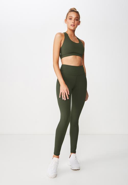 Cotton On - Workout cut out crop - khaki