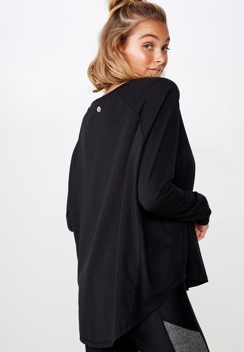 Cotton On - Active rib long sleeve top - black
