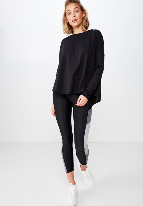 Cotton On - Active rib long sleeve top - black