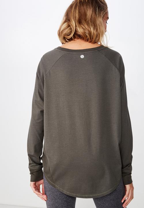Cotton On - Active rib long sleeve top - khaki