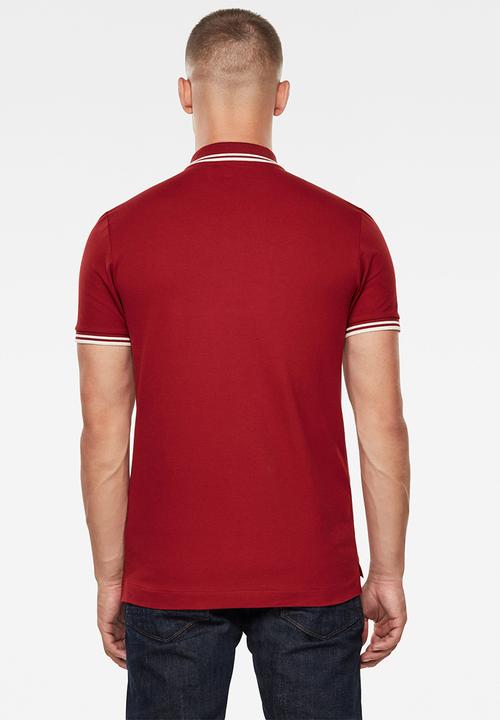 G-STAR - Dunda slim stripe polo - dry red