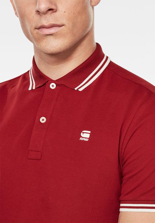 G-STAR - Dunda slim stripe polo - dry red