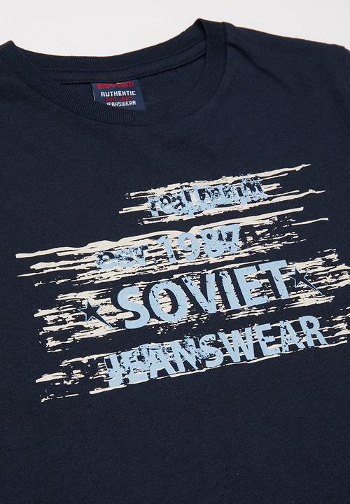SOVIET - Crew neck fashion print tee - navy