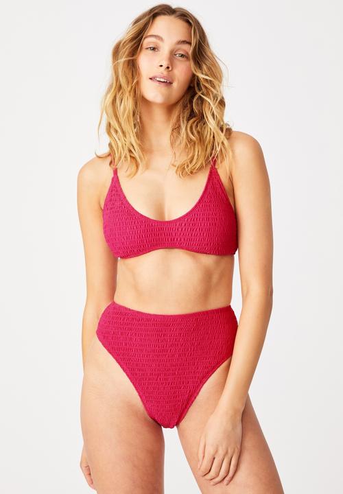 Cotton On - High waisted cheeky bikini bottom - pink