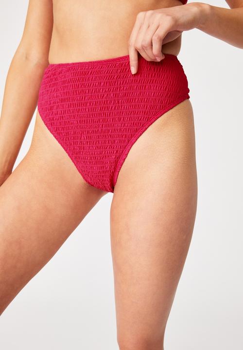 Cotton On - High waisted cheeky bikini bottom - pink