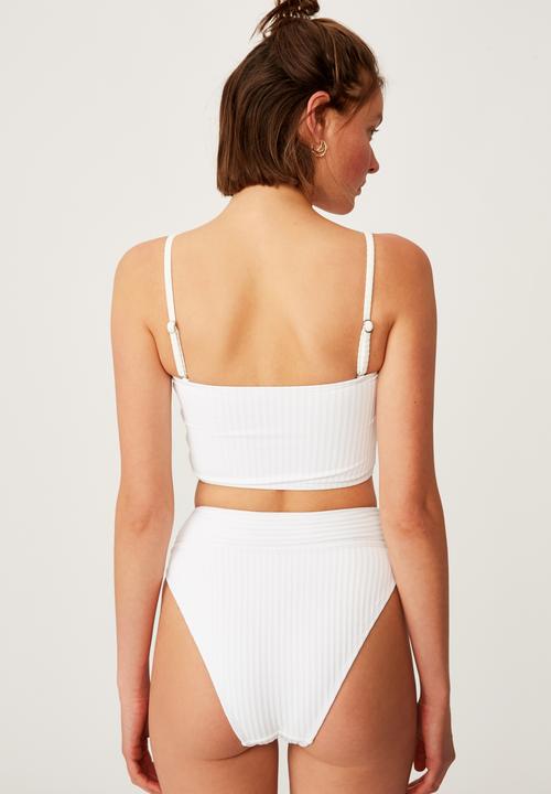 Cotton On - Longline bandeau bikini top - white