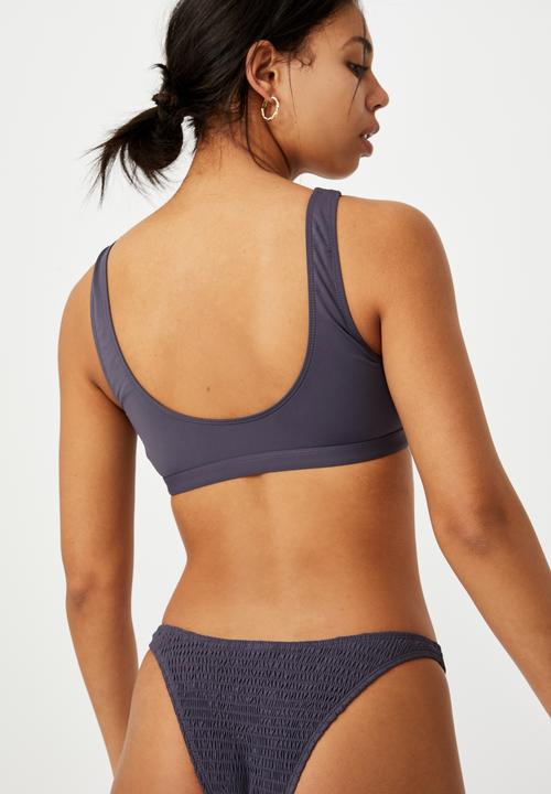 Cotton On - V front crop bikini top - iron 