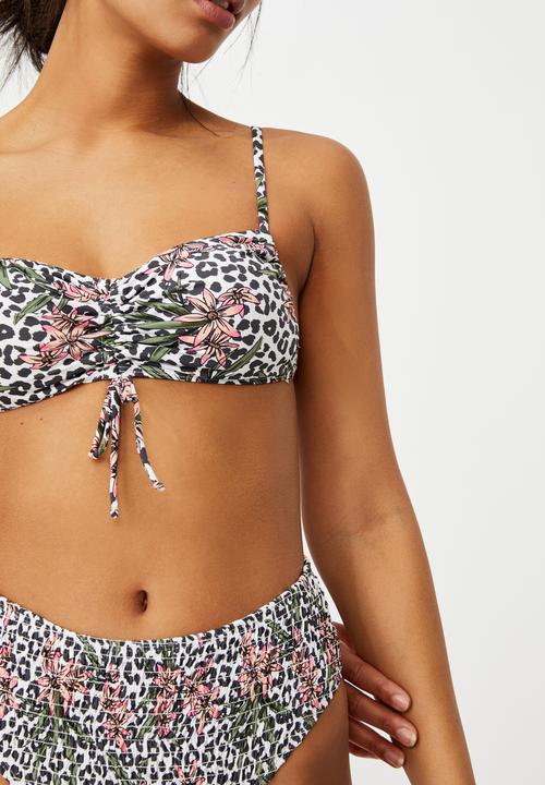 Cotton On - Backless ruched front bikini top - multi 