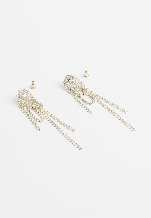 Superbalist - Diamante drop earrings - silver