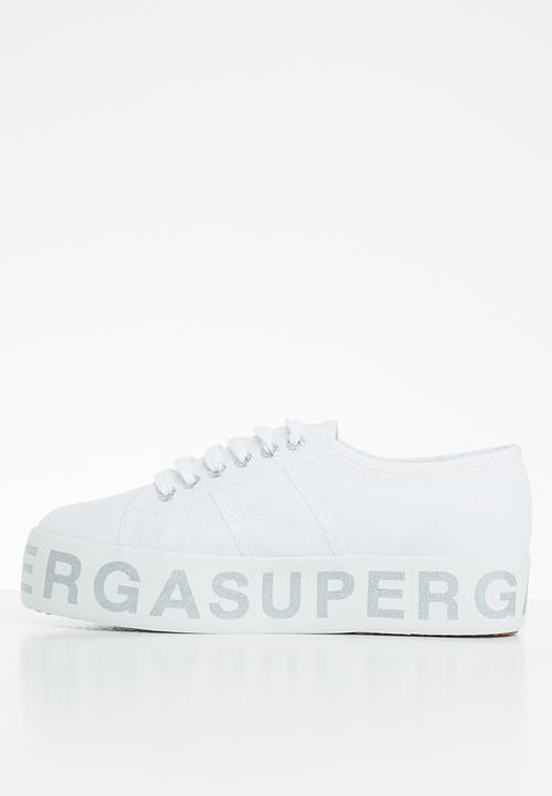 SUPERGA - 2790 glitter lettering platform - white silver