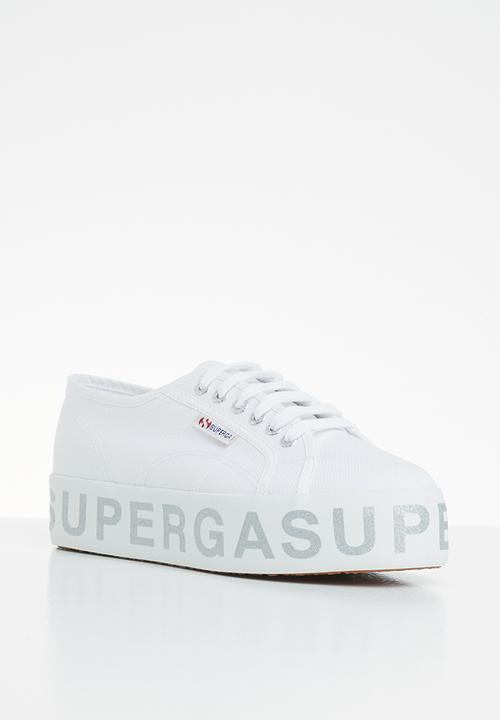 SUPERGA - 2790 glitter lettering platform - white silver