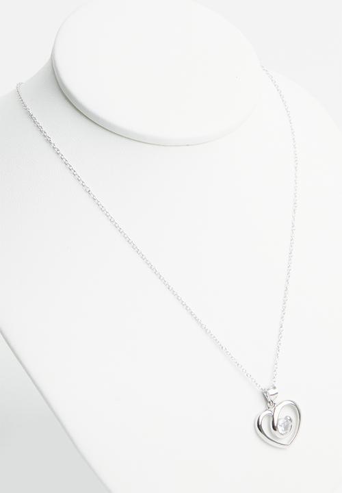 Superbalist - Sterling silver heart necklace and stud set - silver 
