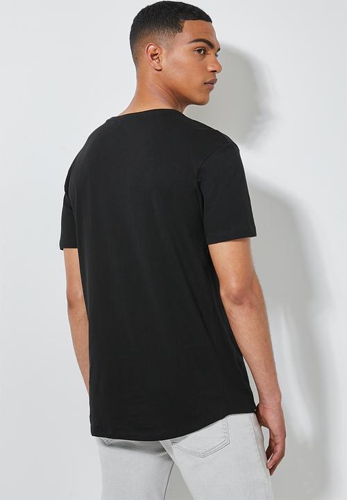 Superbalist - Barney longline curved hem tee - black