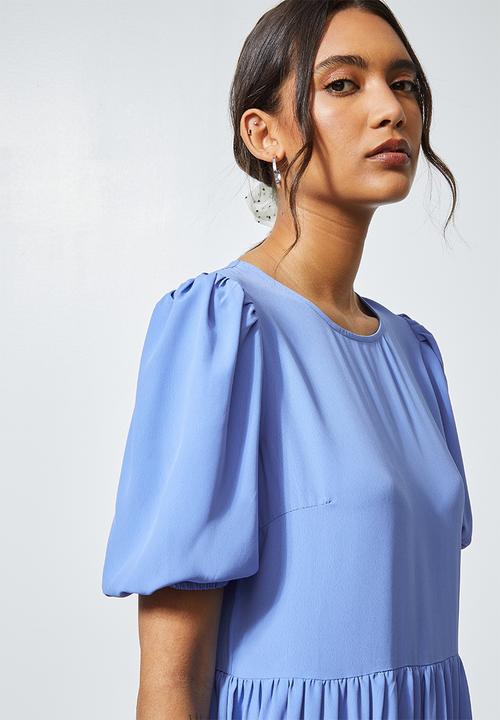 Superbalist - Puff sleeve tiered dress - cornflower blue 