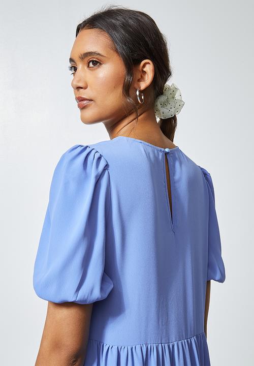 Superbalist - Puff sleeve tiered dress - cornflower blue 