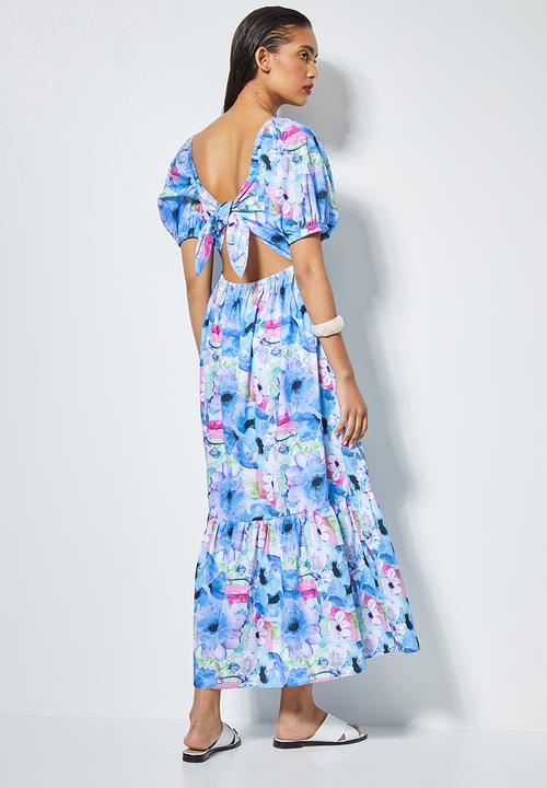Superbalist - Square neck tie back maxi - artistic floral 