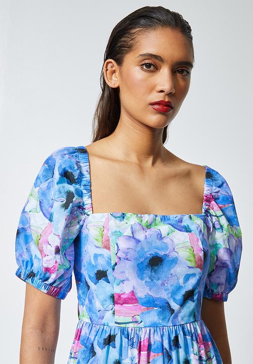 Superbalist - Square neck tie back maxi - artistic floral 