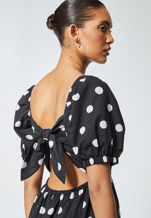 Superbalist - Square neck tie back maxi - black & white 