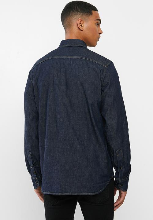 G-STAR - Ong sleeve utility zip regular shirt - rinsed blue