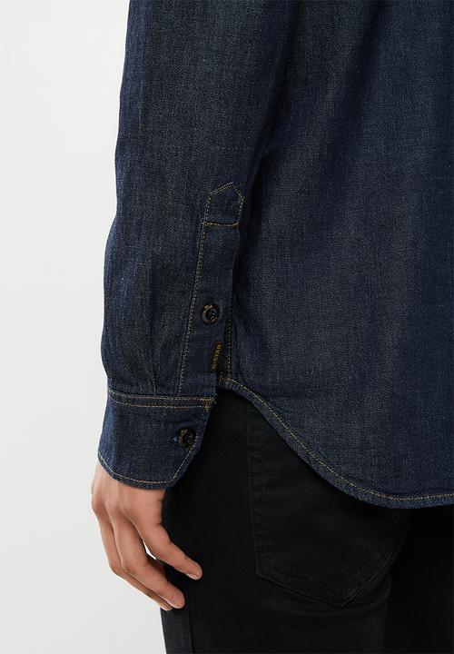 G-STAR - Ong sleeve utility zip regular shirt - rinsed blue