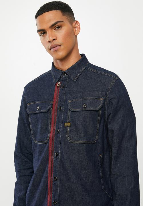 G-STAR - Ong sleeve utility zip regular shirt - rinsed blue