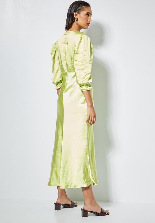 Superbalist - Textured satin bias cut dress - pistachio
