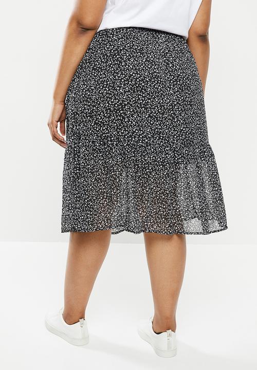 Cotton On - Curve kirsty midi sheer skirt - ingrid ditsy black
