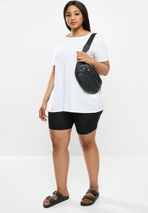 Cotton On - Curve longline open back tee - white