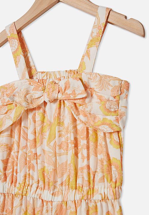Cotton On - Tully tie front jumpsuit - dark vanilla/garden of birds