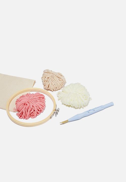 Typo - Punch embroidery kit - abstract pink white