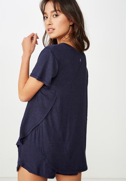 Cotton On - Sleep recovery curved T-shirt - midnight marle