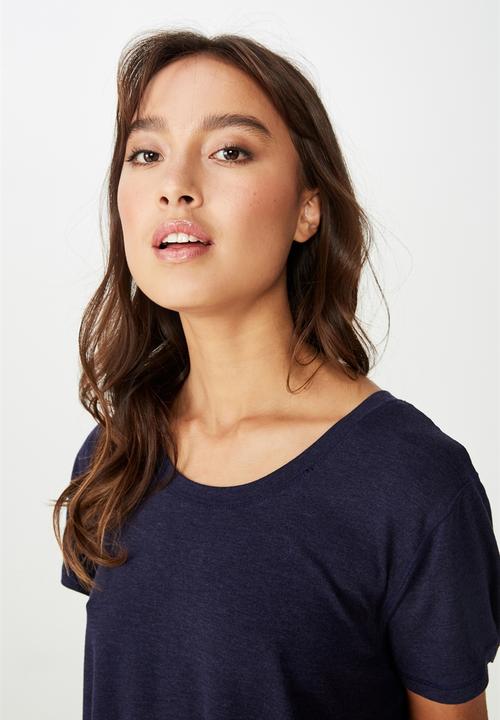 Cotton On - Sleep recovery curved T-shirt - midnight marle