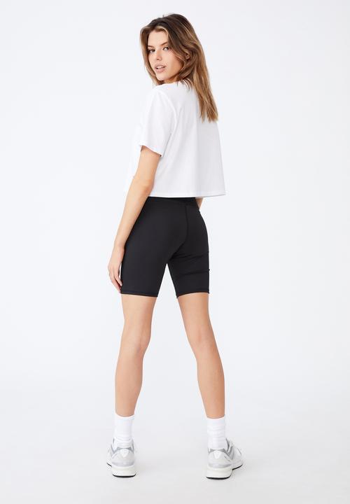 Factorie - Short sleeve raw edge crop graphic T-shirt - white