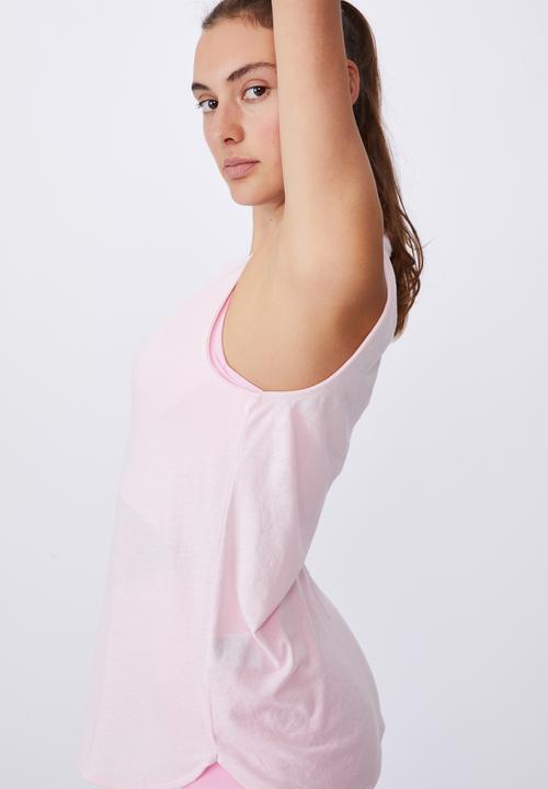 Cotton On - Active curve hem tank - rose water