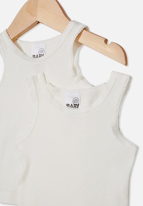 Cotton On - 2 Pack  organic newborn vest - milk