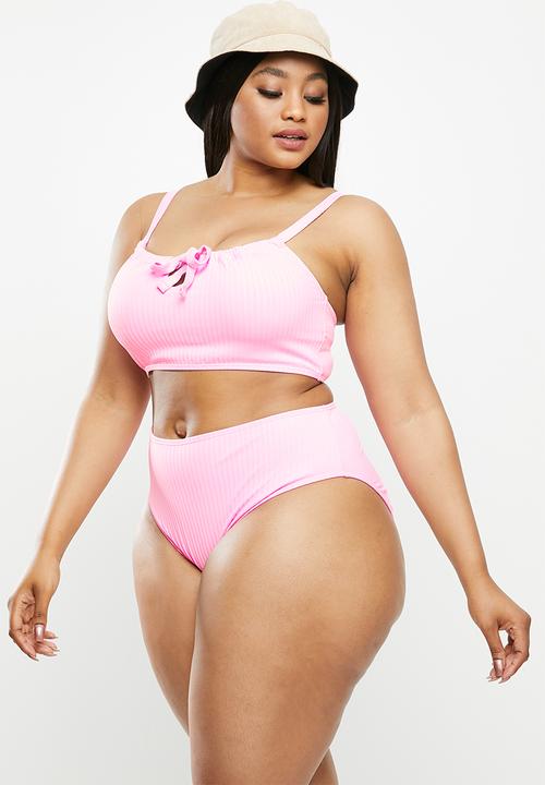 Cotton On - Curve high waisted full bikini bottom - pink