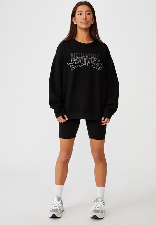 Factorie - Oversized graphic crew - black