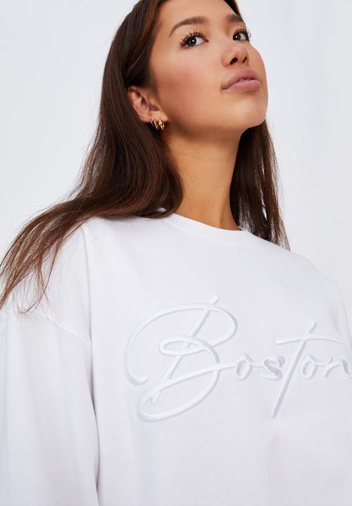 Factorie - Oversized graphic crew - white