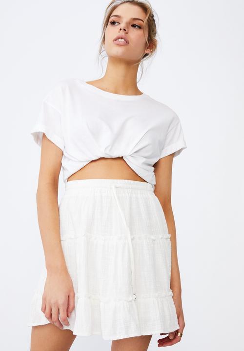 Factorie - Textured tiered skirt - white