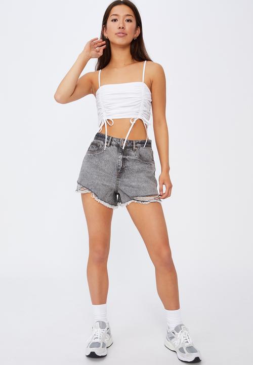 Factorie - Ruched front woven cami - white
